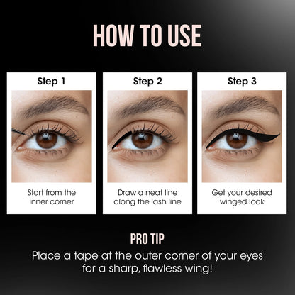 Durable and quick-dry liquid eyeliner with bold matte finish