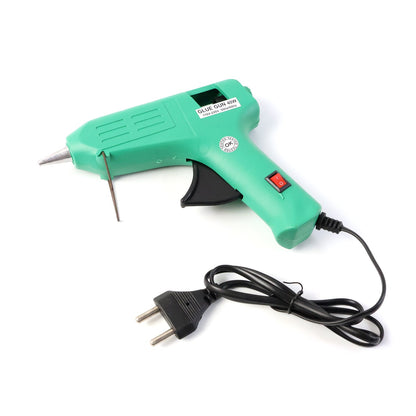 Close-up of the Hot Melt Glue Gun nozzle with molten glue, demonstrating strong adhesion.