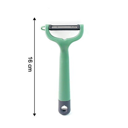 Ergonomic handle on vegetable and fruit peeler for comfortable grip