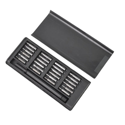 All components of the BoltForce magnetic screwdriver tool kit, including various bits and handle.