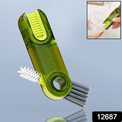 3-in-1 Multifunctional Bottle & Cup Cleaning Brush – Lid & Cover Scrubber for Kitchen (1 Pc)