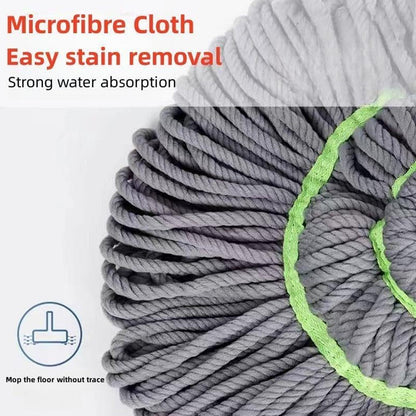 Self wringing mop head shown for easy replacement to maintain cleaning quality
