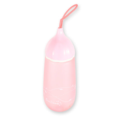 The portable plastic water bottle fitting perfectly into a bag's side pocket for daily carry.