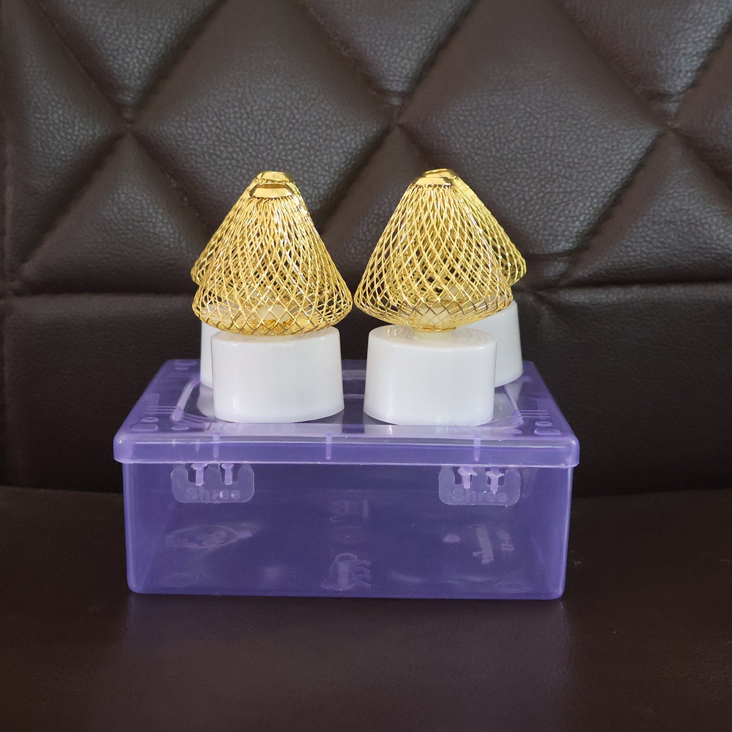 Warm white LED flameless candle lights with on/off button and mesh covers