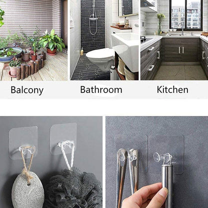 Transparent Self-Adhesive Wall Hook – Drill-Free, Waterproof & Oil-Proof for Toothbrush, Socket (1 Pc)