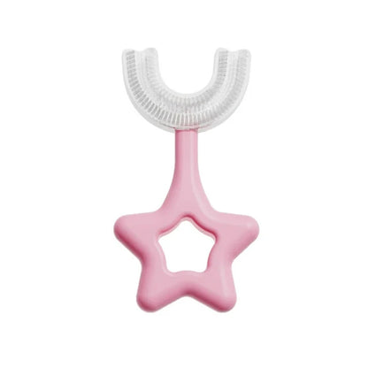 Front view of the blue Star U-Shape Toothbrush, emphasizing its comprehensive cleaning coverage.