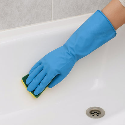 Soft lining inside long cuff rubber cleaning gloves
