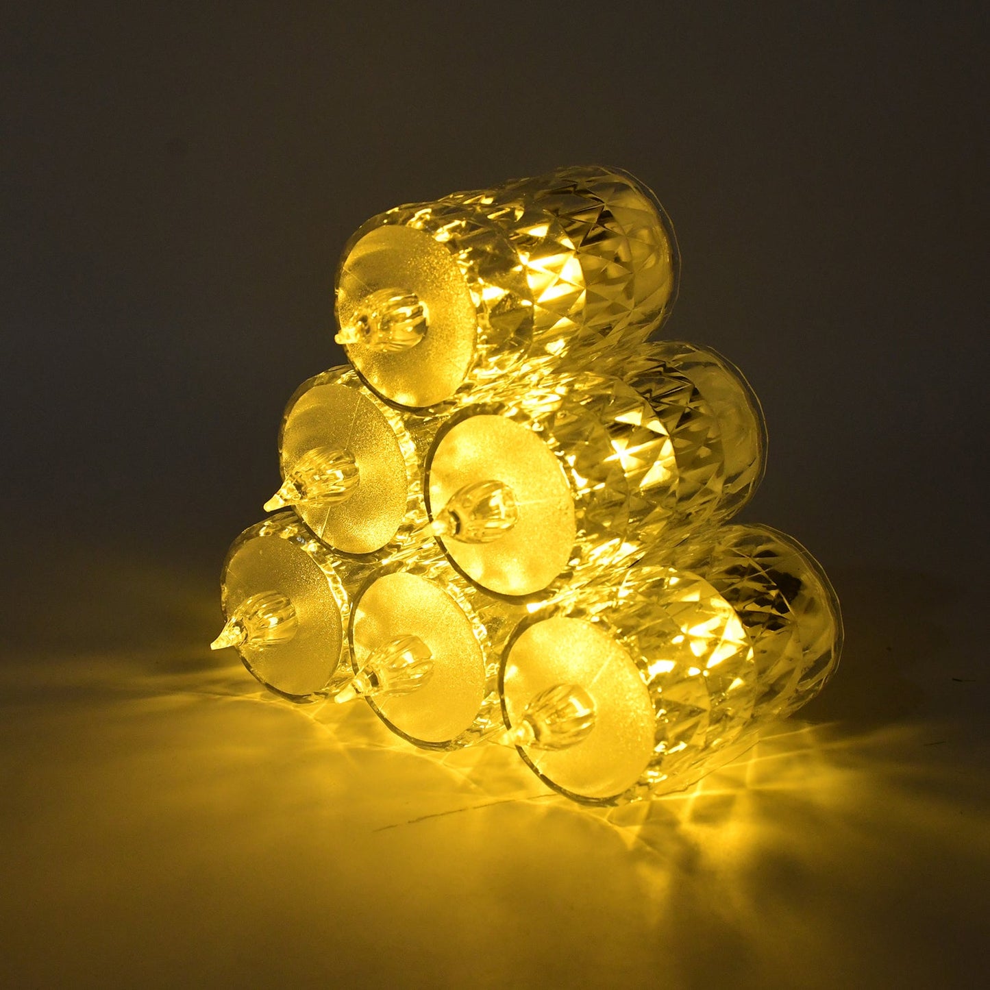 Top view of LED crystal effect flameless candle from set