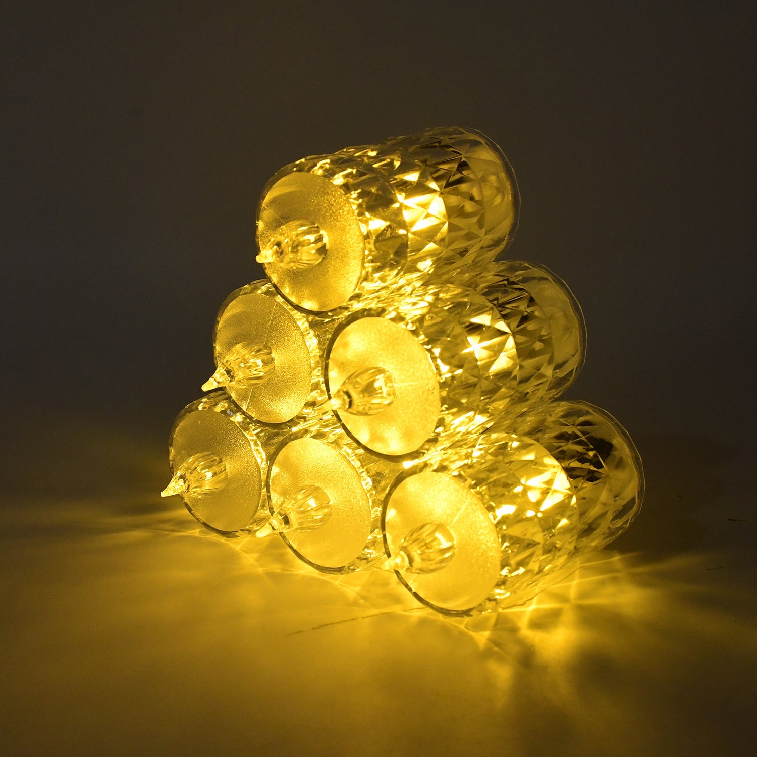 Top view of LED crystal effect flameless candle from set