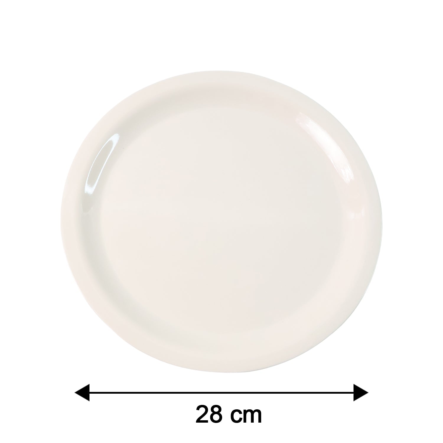 White 28cm dinner plate suitable for rice, curry, roti, and snacks