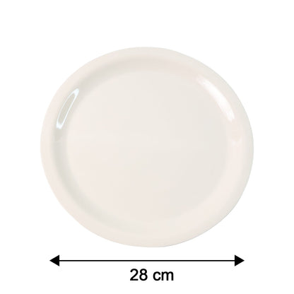 White 28cm dinner plate suitable for rice, curry, roti, and snacks