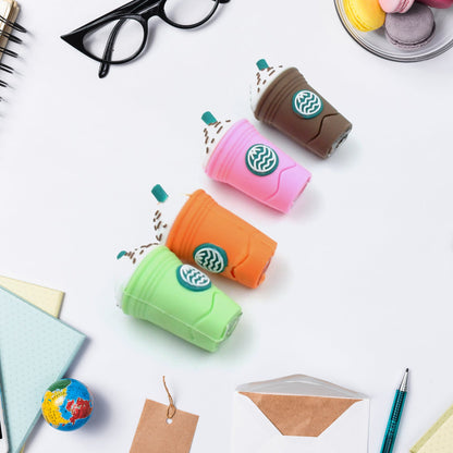 Two cute pencil sharpeners, coffee and ice cream designs, in different colors.