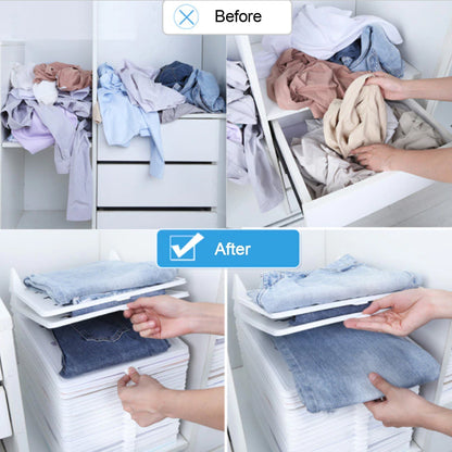 Durable cloth organizer shown with clothes, perfect for small spaces.
