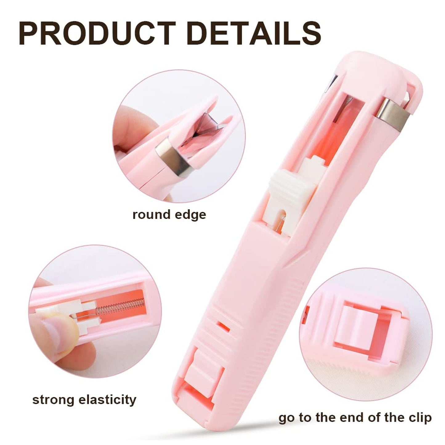 Instructional diagram showing the simple steps to load clips into the dispenser.