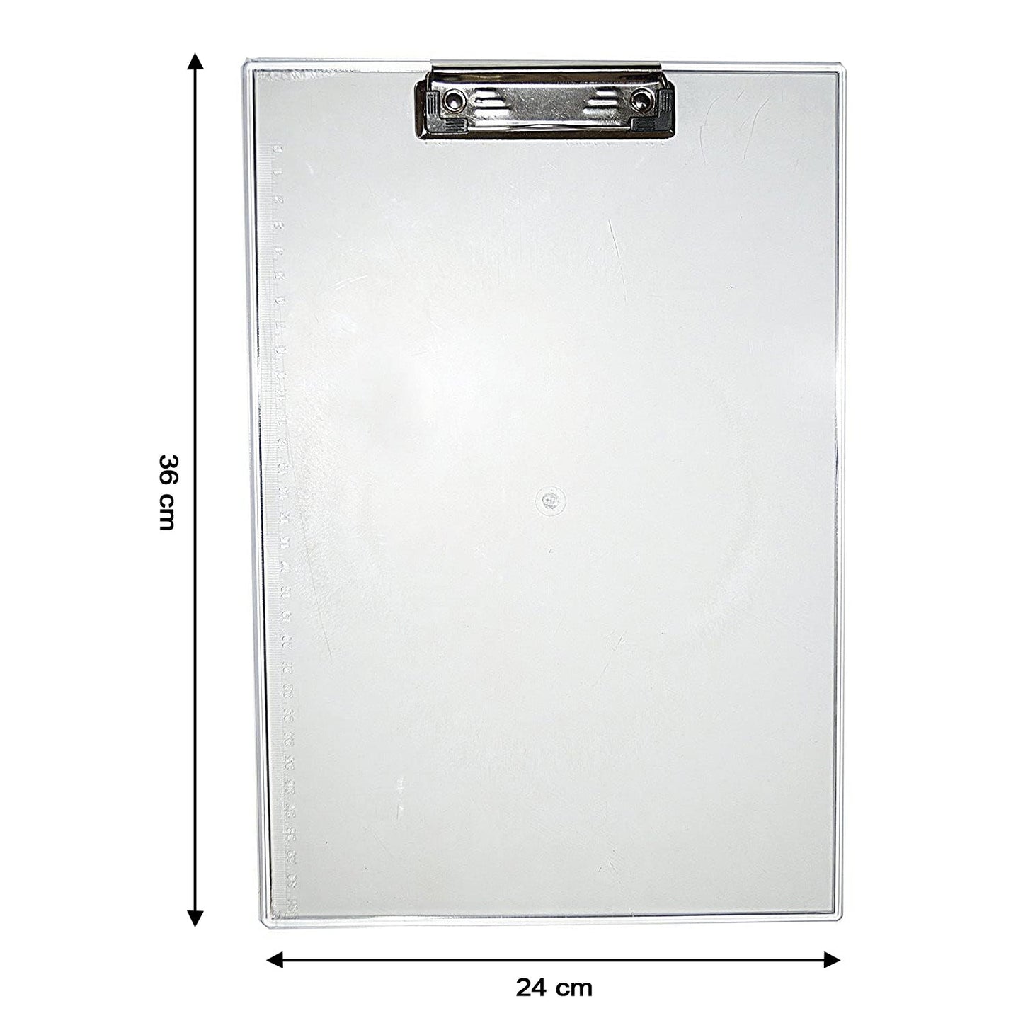 Close-up of the flexible transparent exam pad's strong clip mechanism.