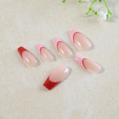 Artificial nails in natural nude shade with glossy acrylic finish