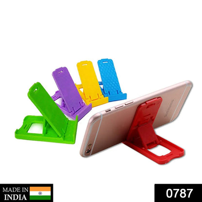 Foldable mobile phone stand designed for easy carrying and stable support.