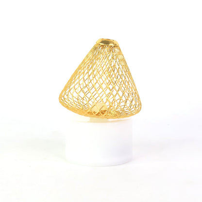Stylish flameless LED candle with mesh lampshade casting warm white light