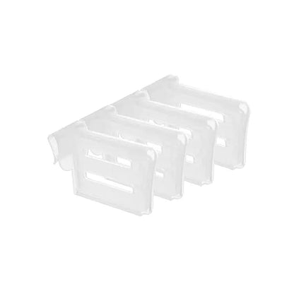 Food storage partitions creating neat sections within a fridge drawer.
