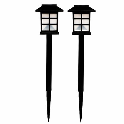 Diagram illustrating the easy, tool-free installation steps for the solar garden lights.