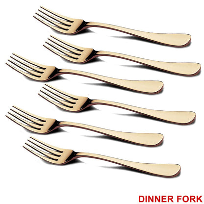 Kitchen tableware featuring the elegant gold flatware set for dining.
