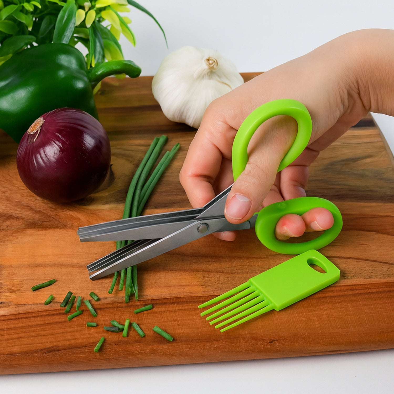 Ergonomic soft-grip handles on 3-blade kitchen scissors for comfortable use