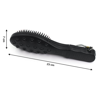 Side view of the electric hair massager comb in black.