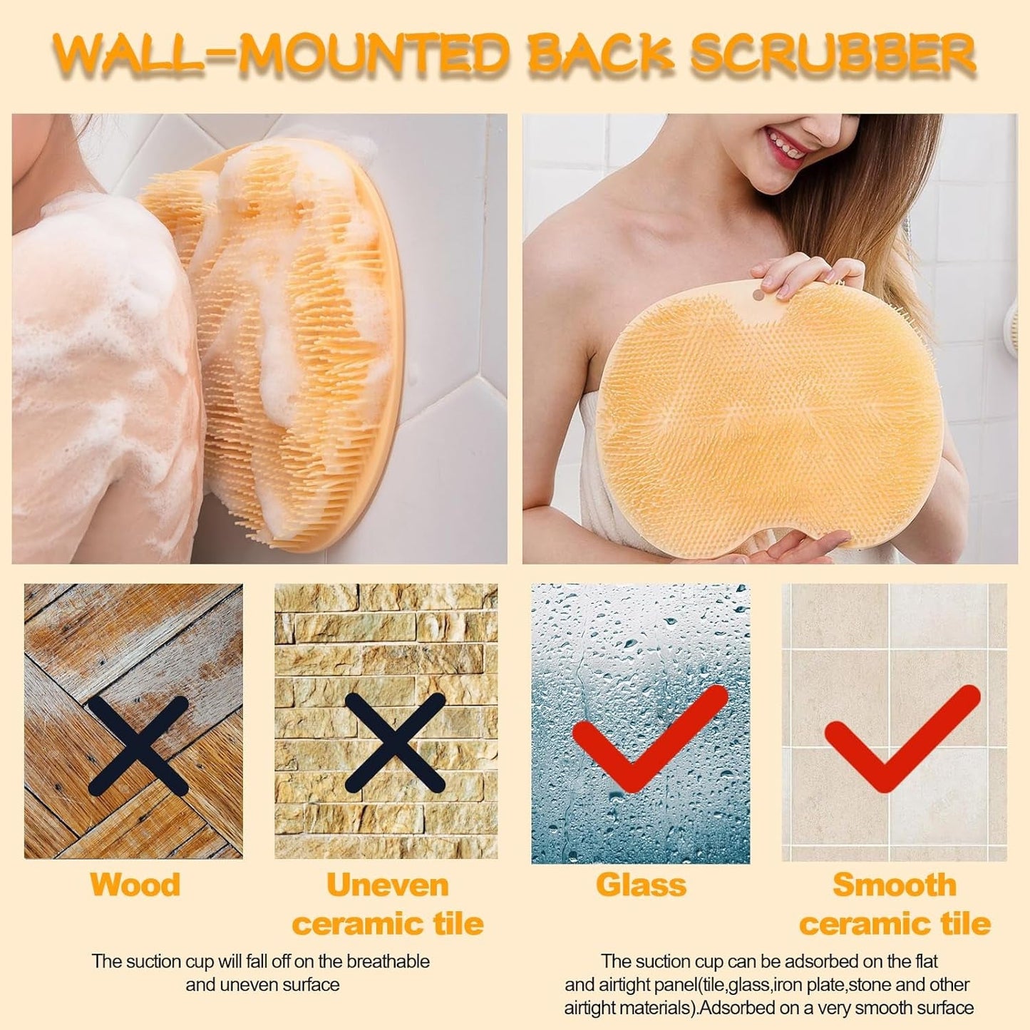 Silicone bath massage cushion showing flexible texture and foot scrubber bristles