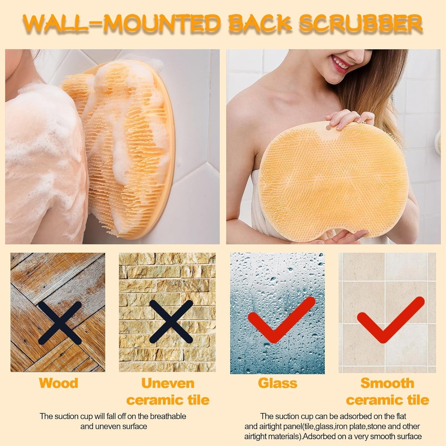 Silicone bath massage cushion showing flexible texture and foot scrubber bristles