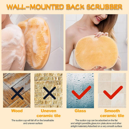 Silicone bath massage cushion showing flexible texture and foot scrubber bristles