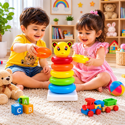 The durable plastic jumbo stacking rings set, great for early learning and motor skills.