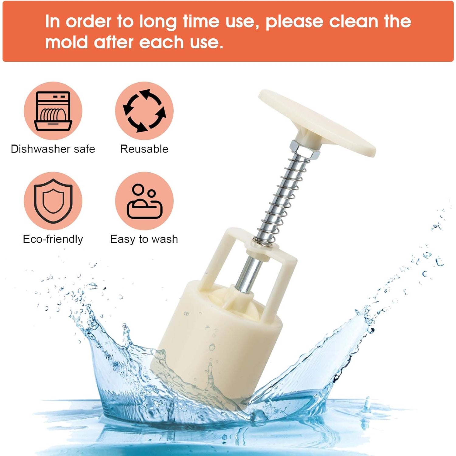 Spring press mechanism of mooncake mold ensuring ease of use and consistent shapes