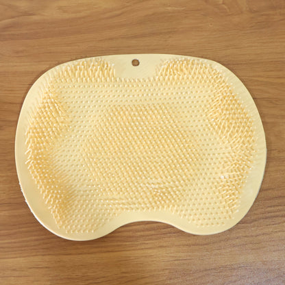 Premium-quality silicone foot scrubber mat in yellow for shower and bath use