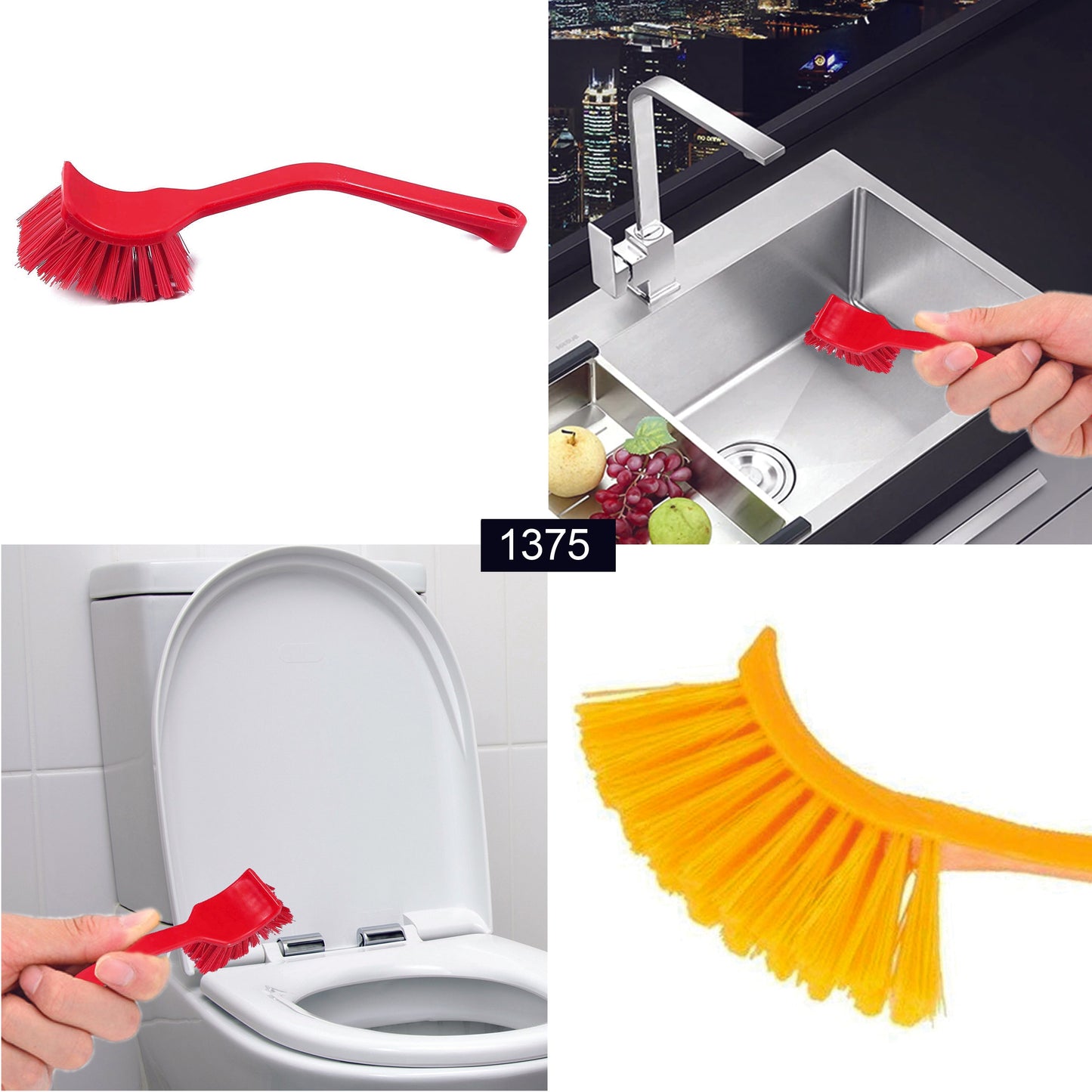 Multicolour plastic toilet cleaning brush with ergonomic handle for bathroom hygiene.