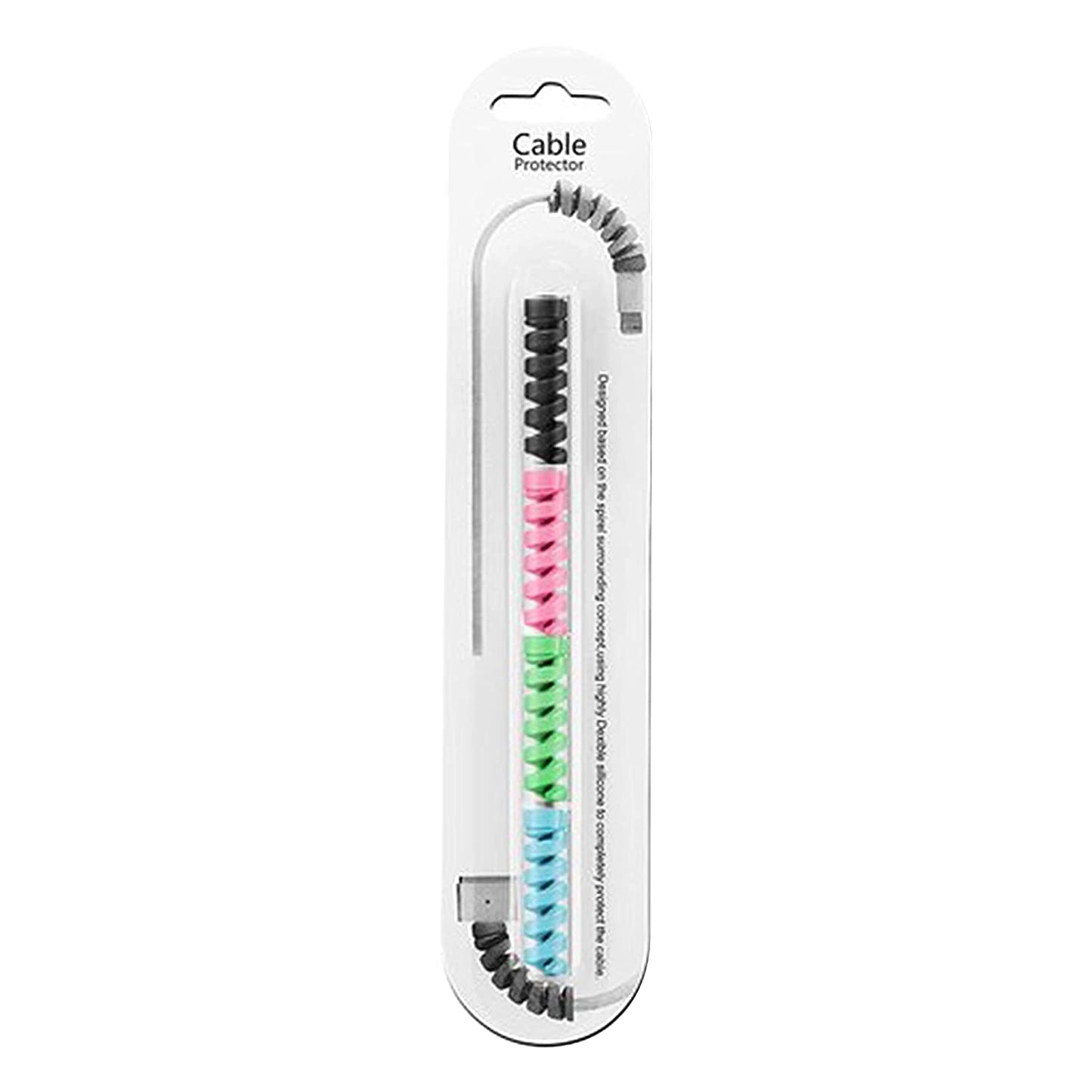 Four spring-style spiral cable protectors effectively extending cable lifespan.