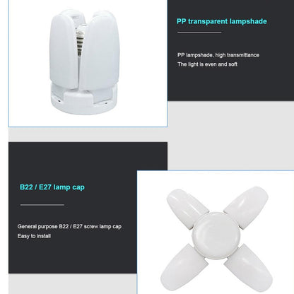 White colored LED fan blade bulb with foldable blades