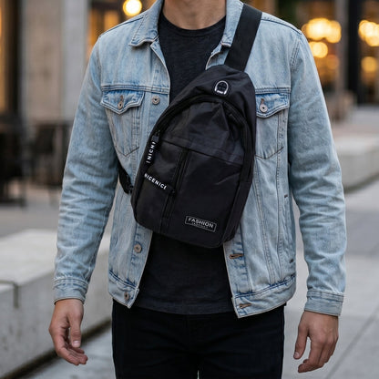 Back view of the waterproof sling bag, highlighting the comfortable, adjustable strap for a custom fit.