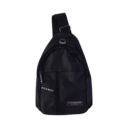 Detailed view of the durable waterproof material and secure seams on the travel sling bag.