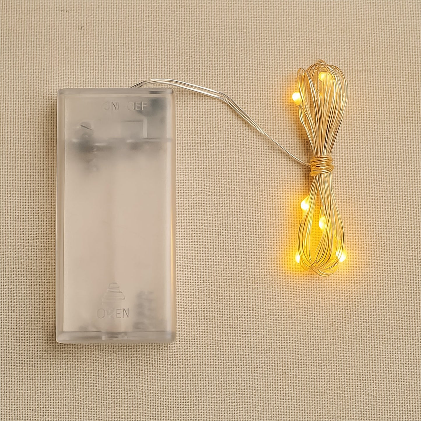 Copper wire string fairy lights with warm white 30 LED bulbs glowing beautifully.