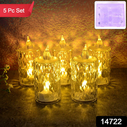 Decorative LED candle light set with crystal-cut design