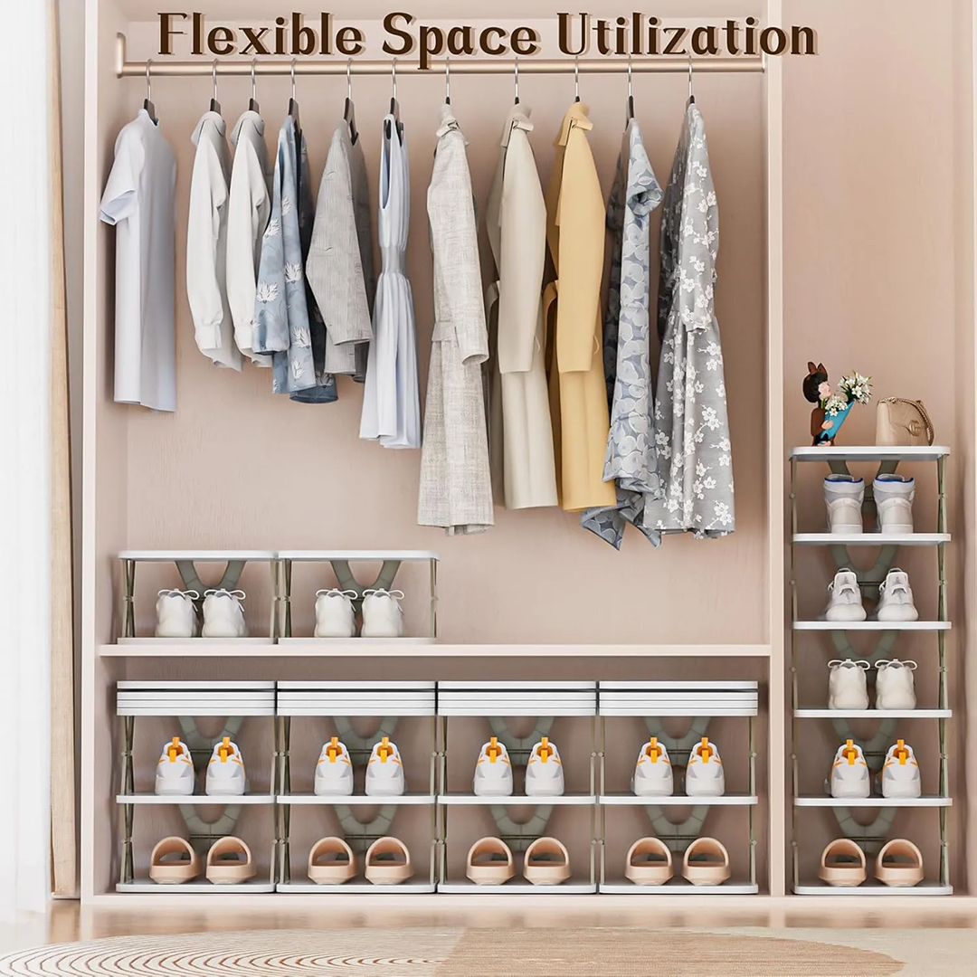 4 LAYER SHOES STAND, SHOE TOWER RACK SUIT FOR SMALL SPACES, CLOSET, SMALL ENTRYWAY, EASY ASSEMBLY AND STABLE IN STRUCTURE, CORNER STORAGE CABINET FOR SAVING SPACE