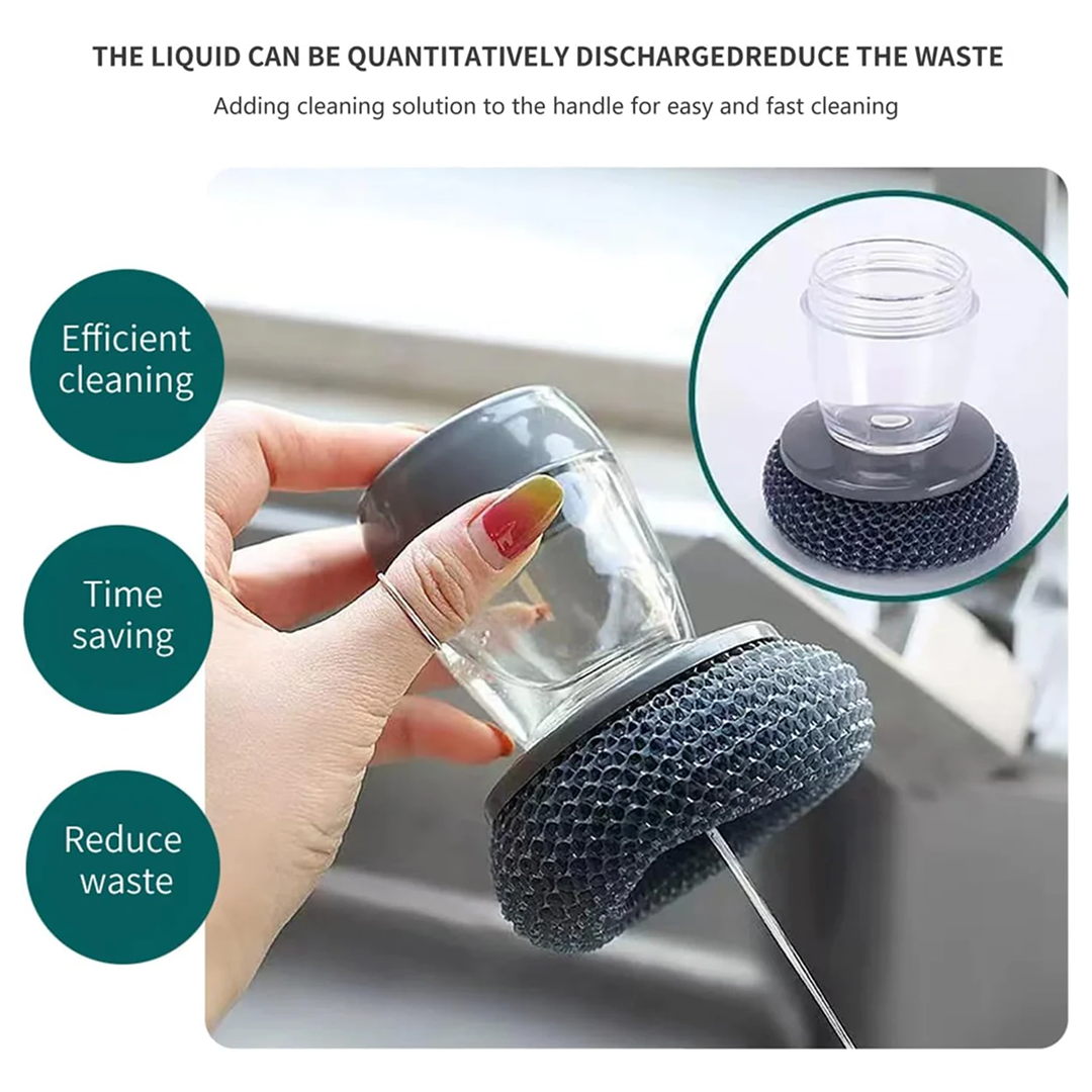Top-down view of the soap dispenser with scrub, highlighting its compact and user-friendly design.