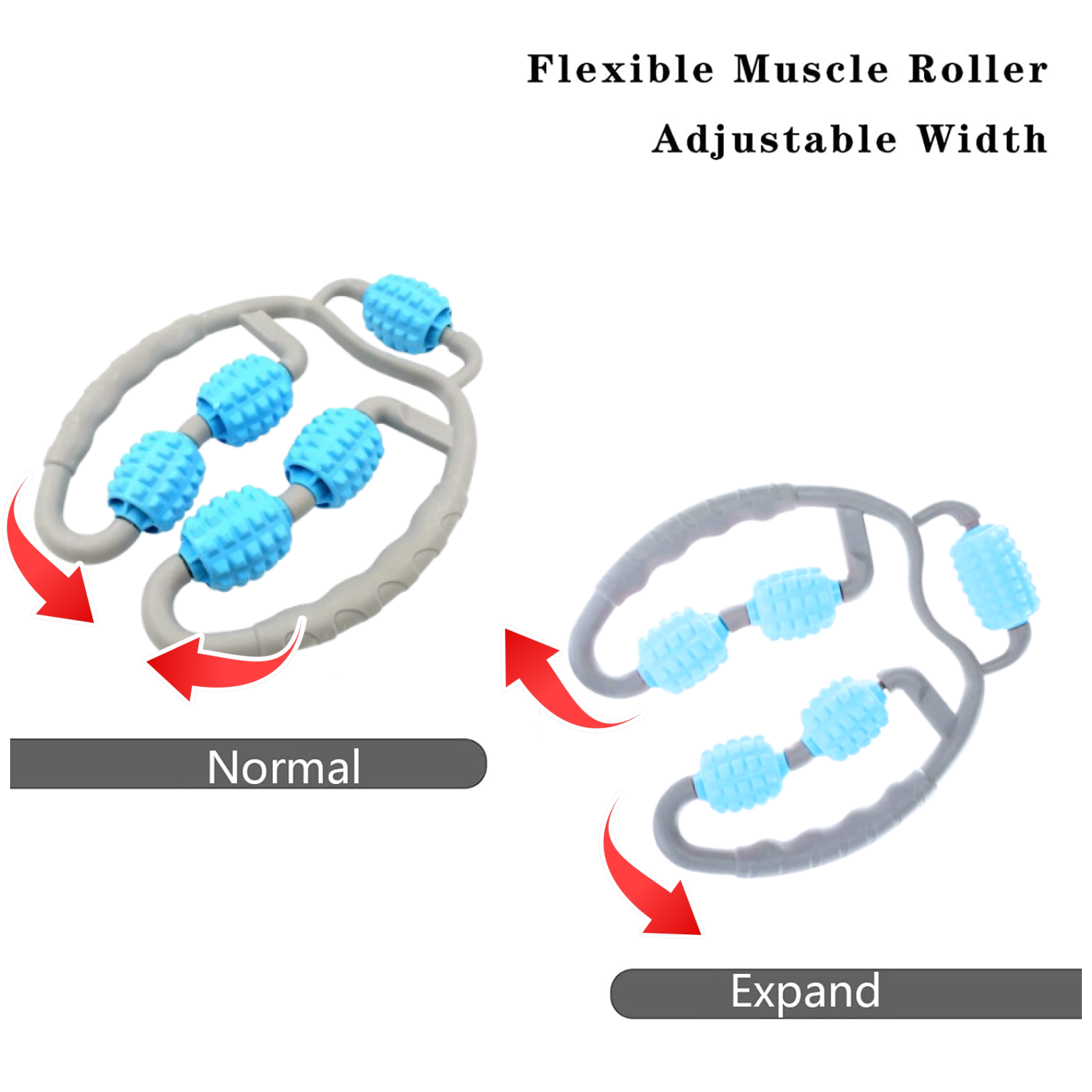 Person using the muscle massage roller on their thigh for post-workout recovery.