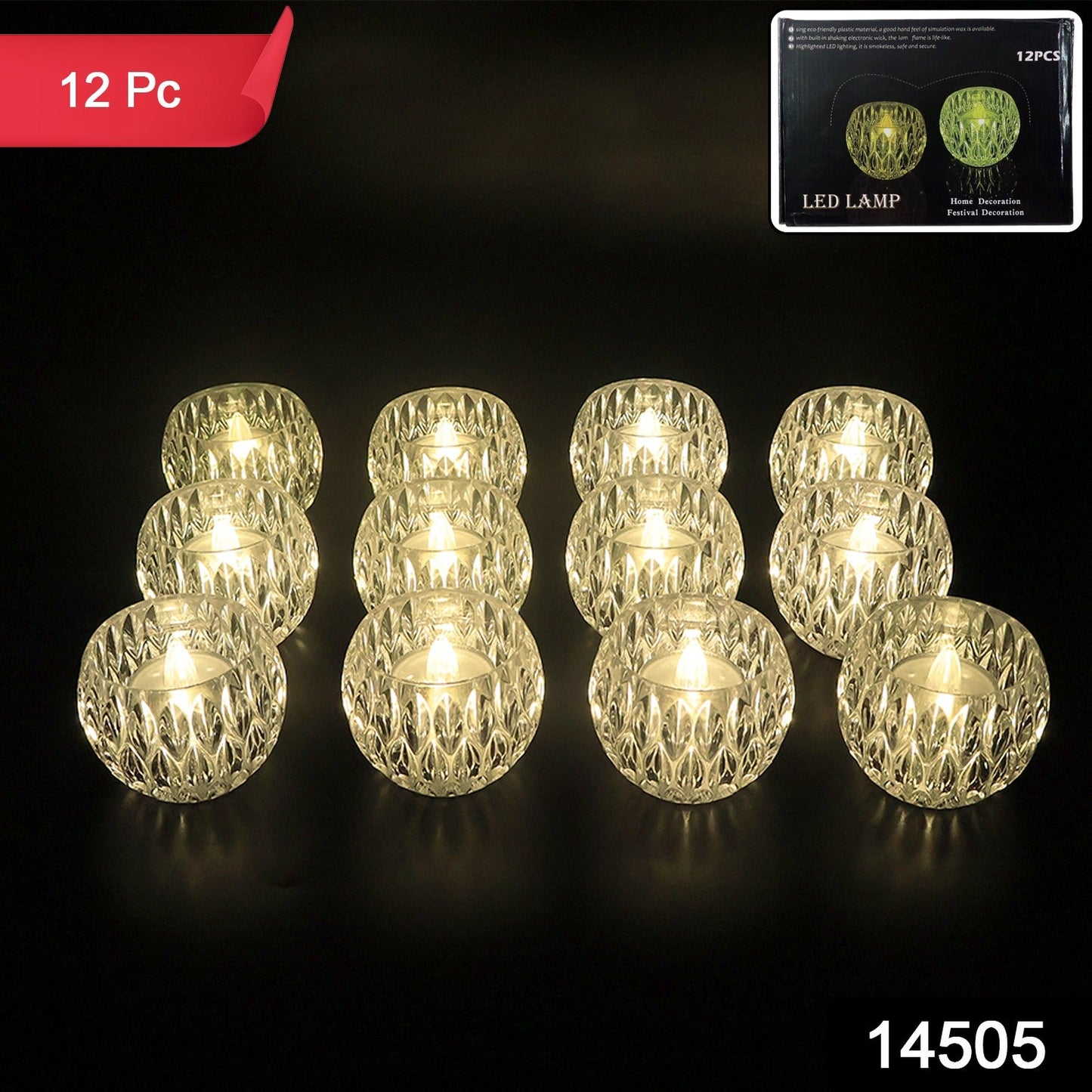 12-Piece Crystal Style LED Lamps