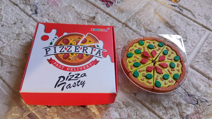 3D Pizza Slices Eraser Set – Fancy & Colorful Stationery for Kids & Gifts (7 slice)