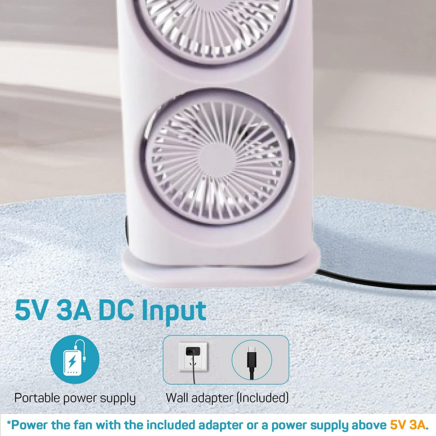 Electric Fan Desktop Double-Head Powerful Air Cooler (1 Pc / With Remote / Plug and Play)