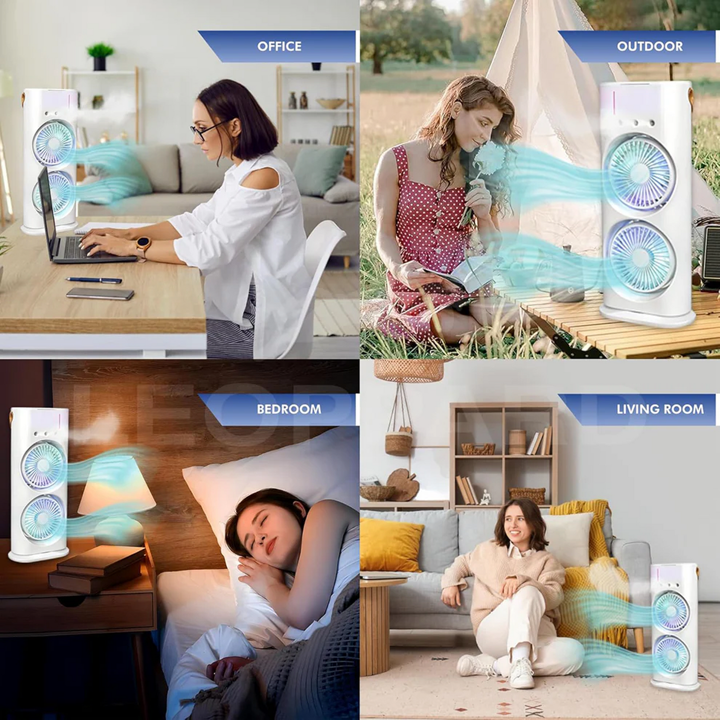 Electric Fan Desktop Double-Head Powerful Air Cooler (1 Pc / With Remote / Plug and Play)