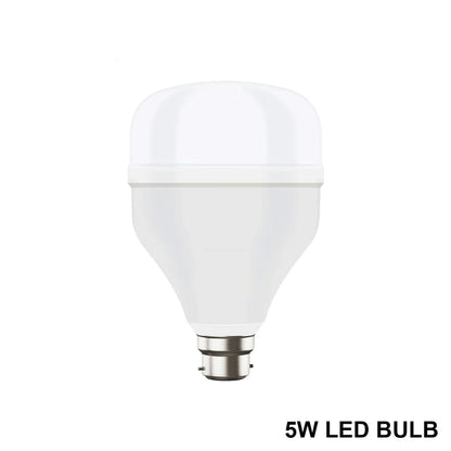 Bright 5W LED bulb emitting cool white light, showcasing its energy efficiency.