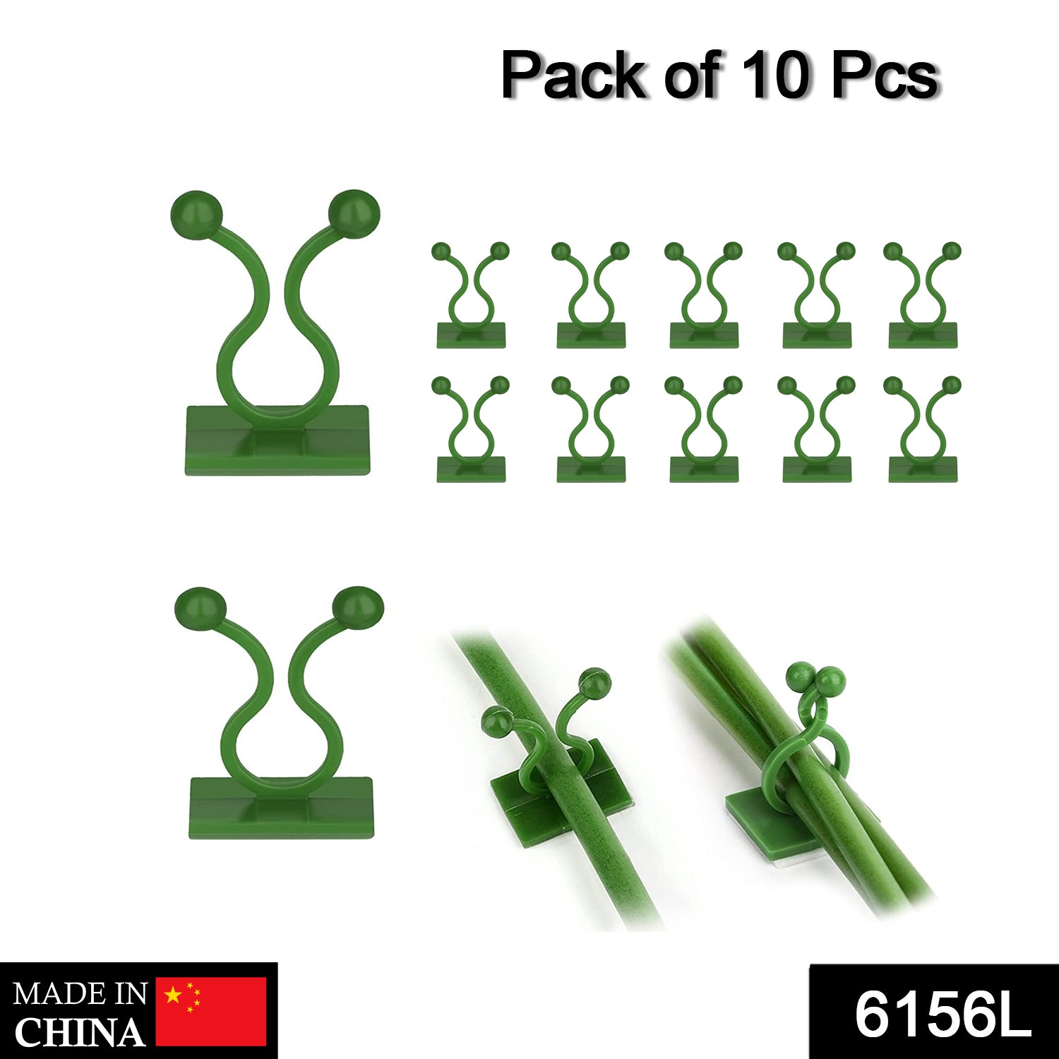 Money plant support clips holding green vine in place