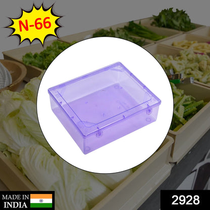 Lightweight plastic storage container, perfect for home organization.